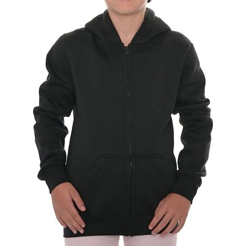 Sweat Zippé À Capuche Enfant Fille Et Garçon Noir- En Molleton - 3 À 14 Ans (Taille 9-11 Ans,Couleur Noir)