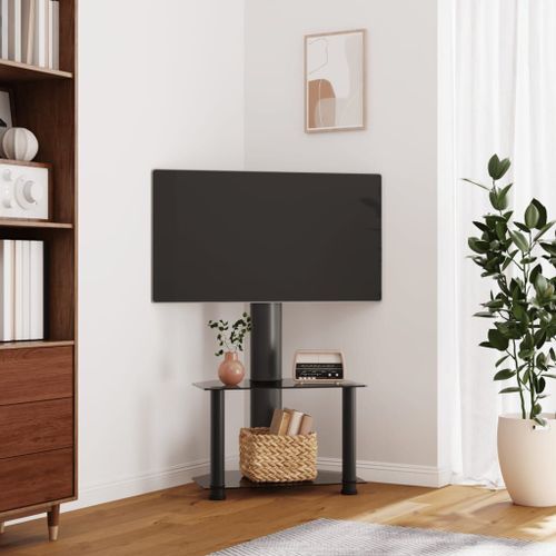 Vidaxl Meuble Tv D'angle 2 Niveaux Pour 32-70 Pouces Noir