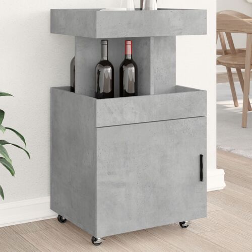 vidaXL Chariot de bar gris béton 50x41x89 cm bois d'ingénierie