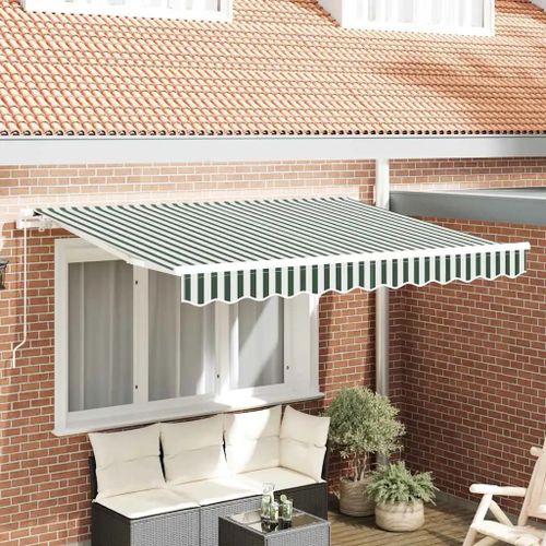 Vidaxl Toile De Rechange Pour Store Banne Vert Et Blanc 250 X 200 Cm