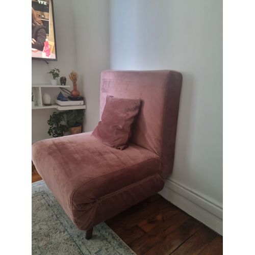 Vend Canapé 1 Place Convertible Rose Peu Utilisé En Velours