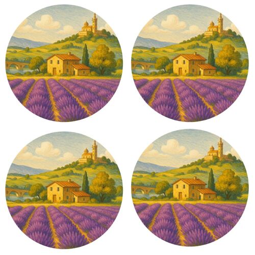 Set De 4 Dessous De Verres Paysage De Provence