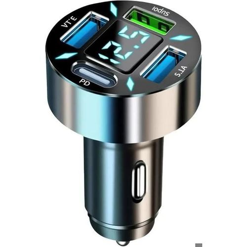 4 Ports Allume Cigare Usb C, 50w Qc3.0&pd Avec Led Voltmètre Pour Phone, Smsung, Pad, Avec Led Voltmètre