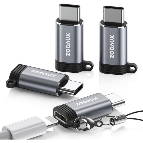 APT-Adaptateur Lightning vers USB C 4 Pièces, Adaptateur USB-C Mâle vers Lightning Femelle Connecteur Compatible pour iPhone 16/16 Plus/16 Pro Max/15/15 Plus, iPad Pro/Air, Pas pour Audio/OTG