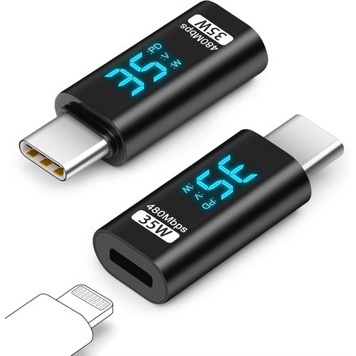 TRAHOO-Affichage d'alimentation LED pour Adaptateur Lightning vers USB C, Charge Rapide PD 35 W pour iPhone 15 et Transfert de données, pour Adaptateur Lightning Femelle vers USB Type C mâle