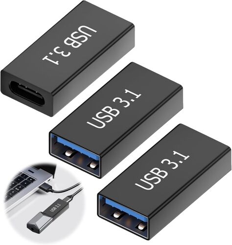 KALANKA-3pcs Adaptateur USB 3.1 vers USB 3.0, Adaptateur USB C Femelle vers USB 3.0 Femelle, Transfert de DonnéEs, Charge Rapide Et Sortie Audio, Adaptateur USB Type C de Haute Qualité