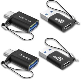 Lot de 4 adaptateurs USB C vers USB 3.0 Adaptateur Thunderbolt 3 vers USB femelle OTG Pour téléphone 15, MacBook Pro 2022/2021/2020, Galaxy et autres