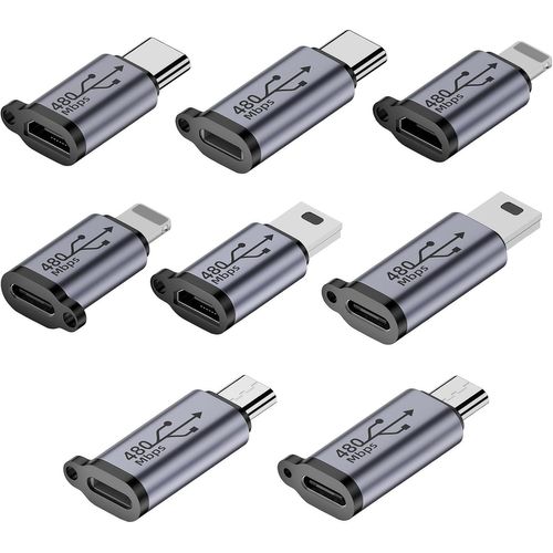 8 PièCes Adaptateur USB C vers USB Adaptateur Lightning vers USB C Adaptateur USB C Adaptateur Lightning vers USB C Adaptateur USB Compatible avec Les Ordinateurs Portables,Tablettes,Etc