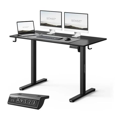 Bureau Électrique Sense7 Nojo Light 120 X 60 Cm Noir - Table Gaming, Réglable Hauteur, Mémoire, Support Casque