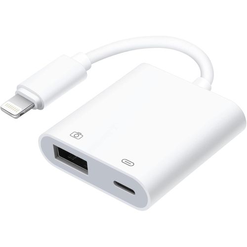 [Certifié Apple Mfi] Adaptateur Lightning Vers Usb Otg Pour Appareil Photo Avec Port De Charge Pour Iphone/Ipad, Lecteur De Cartes, Clé Usb, Clavier, Souris ¿ Plug And Play[Z1704]
