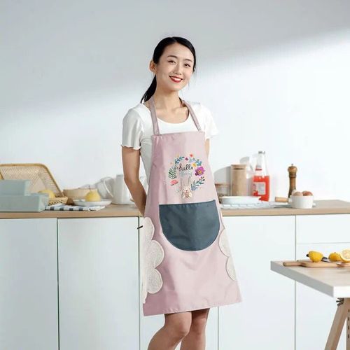 Tablier De Cuisine Étanche À L'huile Pour Hommes Et Femmes,Salopette De Café,Essuyer Les Mains,Taille Adulte,Ménage,Mode -Rose-B