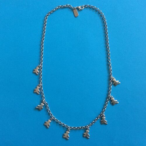 Collier Lulu Castagnette En Argent Avec 9 Oursons