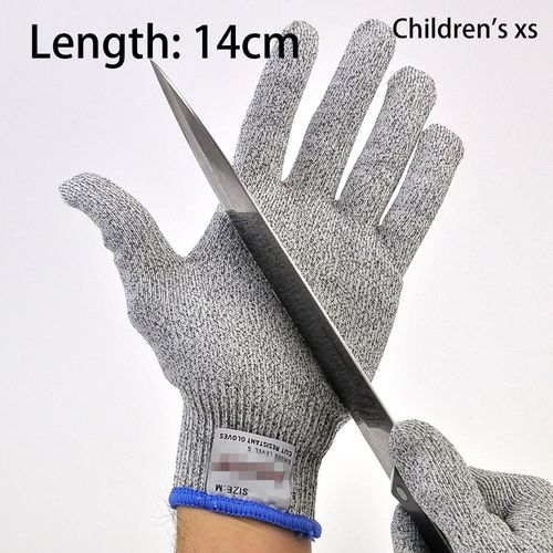 Gants de cuisine anti-coupure,protection du travail,abattage et tuer les poissons,jardin,PE,huîtres ouvertes,qualité alimentaire,grade 5 -Bleu edge 14cm-1 pair
