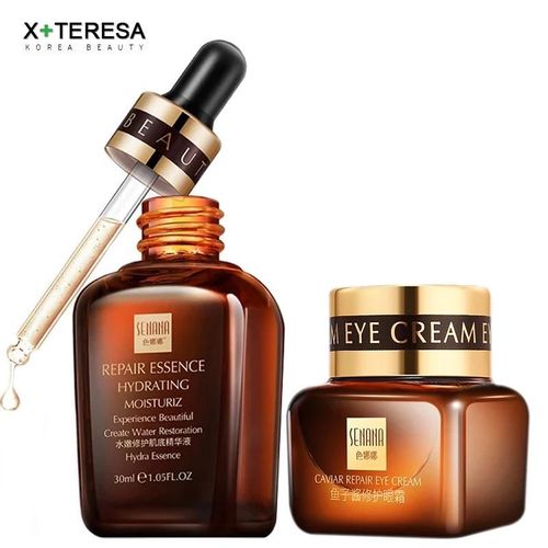 Sérum Et Crème Hydratantes Pour Le Visage, Éclaircissant, Raffermissant, Acide Hyaluronique, Pré-Essence, Caviar, Crème Pour Les Yeux, Dissolvant De Cernes-Serum And Cream 