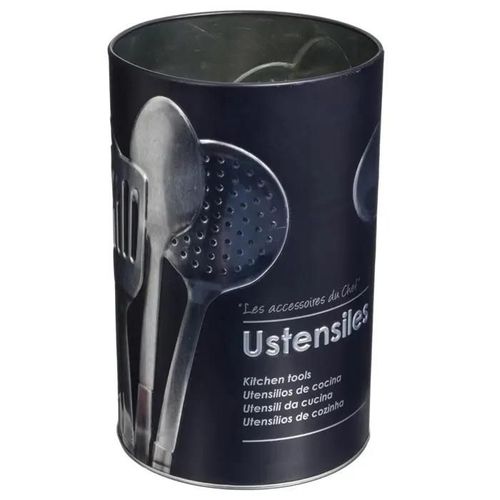 Pot À Ustensiles De Cuisine - Black Edition - Métal - D. 10,8 Cm - H. 17,3 Cm - Design Contemporain