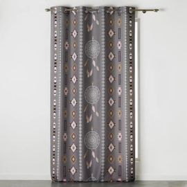 Rideau à oeillets - Indilanatu - Attrape-rêves - Gris - 140x260 cm - Lavable 30°