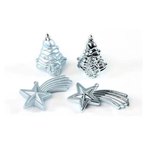 Boules de sapin de Noël - Non spécifié - 4 boules et étoile - Bleu ciel - 7 cm - Décorations de Noël