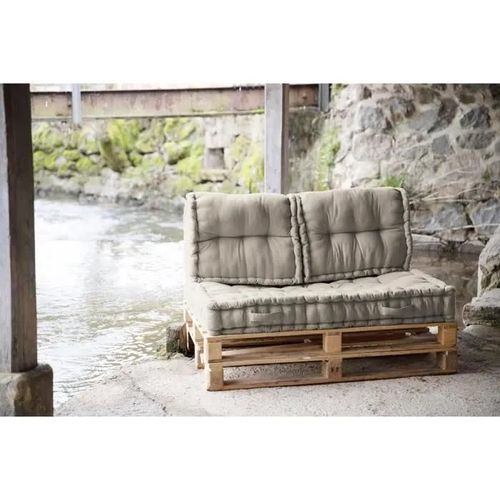 Coussin De Palette - Kalas - Grège - Confort Optimal - Déhoussable - 5 Personnes