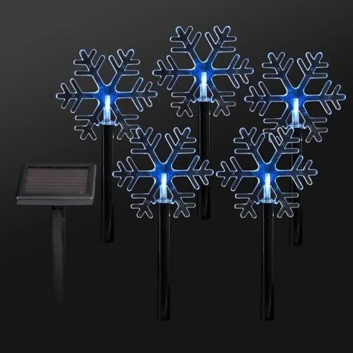 Décoration de jardin - 5 Flocons solaires LED - Blanc Froid - Energie solaire