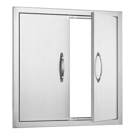 Porte d'accès pour Barbecue-Duoku-Porte de Cuisine Extérieure Double 610x610 mm-en Acier Inoxydable, Porte Murale Verticale