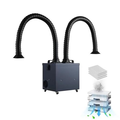 Extracteur de Fumée de Soudure-Duoku- 275 W- Système D'aspiration Sans Balais avec 2 Tuyaux- Débit D'air de 380 m³/h