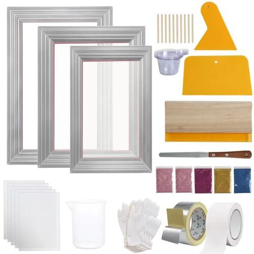 Kit De Sérigraphie-Duoku- 110 Mailles- Comprend 5 Paillettes, Des Raclettes De Sérigraphie Et Des Films Transparents
