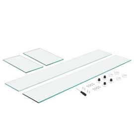 Pare-vent en Verre-Duoku-Table de Foyer Rectangulaire-Panneau en Verre Trempé 8 mm d'épaisseur-Support d'angle en Aluminium Dur