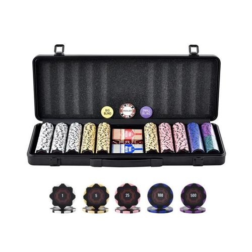 Jeu De Jetons De Poker-Duoku-Jeu De Poker Complet De 500 Pièces Avec Étui De Transport-Jetons De Casino En Argile De 14 Grammes