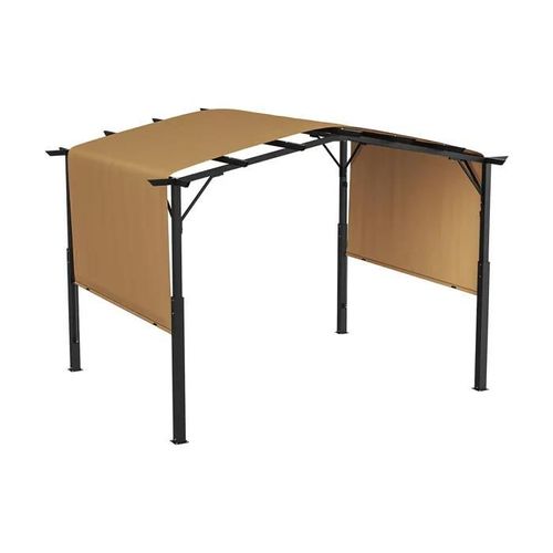 Pergola D'extérieur - Duoku - 10 X 10 Pi - Structure Métallique Arquée - Pare-Soleil Rétractable - Abri Robuste