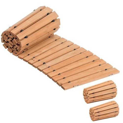 Allée De Jardin En Bois-Duoku-2,1 M X 43 Cm-Allée Incurvée Et Antidérapante-Allée Extérieure En Cèdre-Avec Câble Métallique