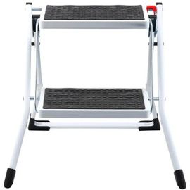 Escabeau 2 Marches-Duoku-Capacité de 150 kg-Pliable-avec Large Pédale Antidérapante-Pour Maison Cuisine