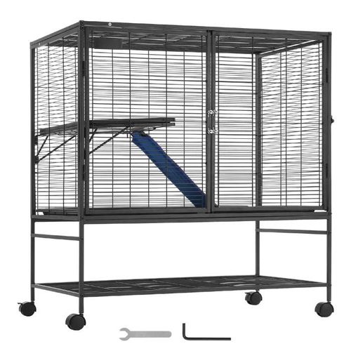 Cage À Furet En Métal À Roulettes-Duoku-99 Cm,2 Niveaux-Spacieuse Et Facile À Assembler Pour Divers Petits Animaux De Compagnie