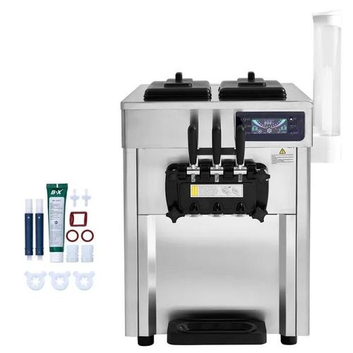 Machine à Crème Glacée Commerciale-Duoku-18-28 L/h 3 Saveurs- Machine à Glace Italienne Trémie 2x5,5 L, Panneau LCD