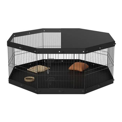 Parc Pour Chien À 8 Panneaux-Duoku-Parc D'exercice Pliable En Métal Pour Animaux De Compagnie-Avec Couvercle Supérieur