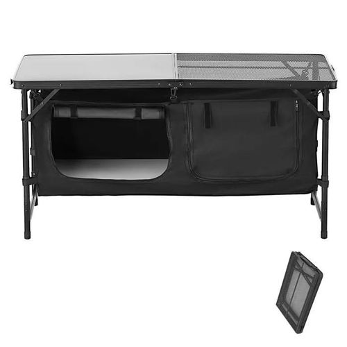 Table De Cuisine De Camping-Duoku-Table De Cuisson Pliante D'extérieur-3 Hauteurs Réglables-Aluminium