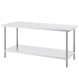 Table De Travail Cuisine Acier Inoxydable-Duoku-Table De Préparation-762 X 1829 X 864 Mm-Avec 3 Niveaux De Hauteur Réglables