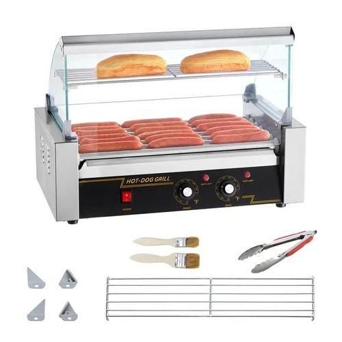 Machine de Cuisson Électrique-Duoku-18 Pouces-Dosseret et Étagère à 7 Rouleaux 1,4 kW en Acier Inoxydable