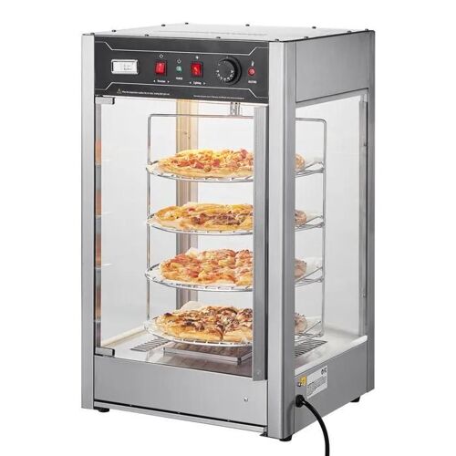 Présentoir Chauffant Commercial pour Pizza de 14 Pouces-Duoku- Réchaud à 4 Niveaux-avec Chauffage à Vapeur Rotatif