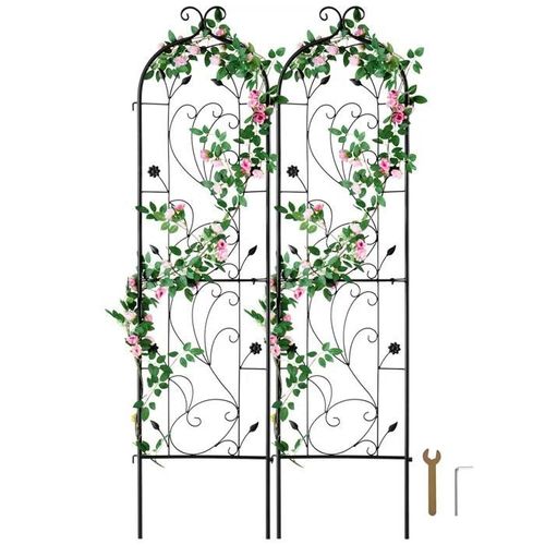Treillis De Jardin 60 X 15 Po-Duoku-Lot De 2 Treillis À Fleurs En Métal-Treillis Pour Rosiers Grimpants Pour L'extérieur