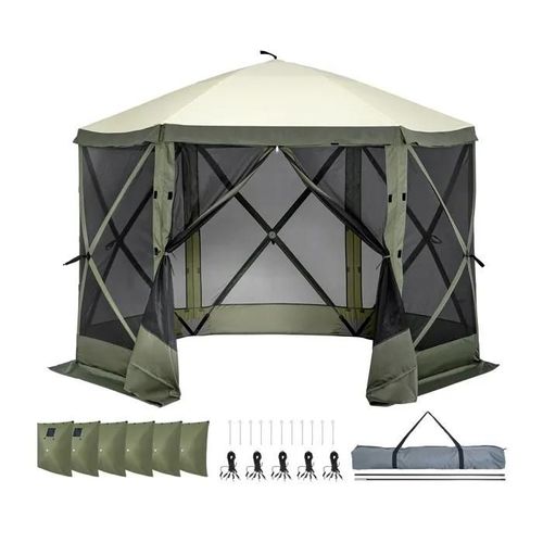 Tente De Onnelle Pop-Up-Duoku-Abri Solaire À 6 Côtés-Avec 6 Panneaux D'intimité Amovibles Et Fenêtres En Maille