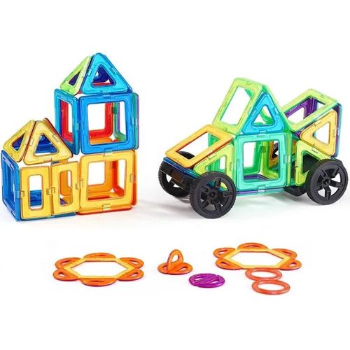 Tuiles Magnétiques-Duoku-Lot de 62-avec Roues-Tuiles Éducatives STEM pour Garçons et Filles de 3 Ans et Plus