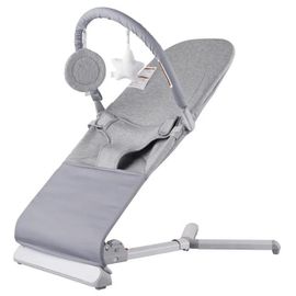 Transat Pour Bébé-Duoku-Siège Transat Pliable Pour Bébés De 0 À 9 Mois-Transat Pour Nouveau-Barre De Jouets Rotative-Gris Clair