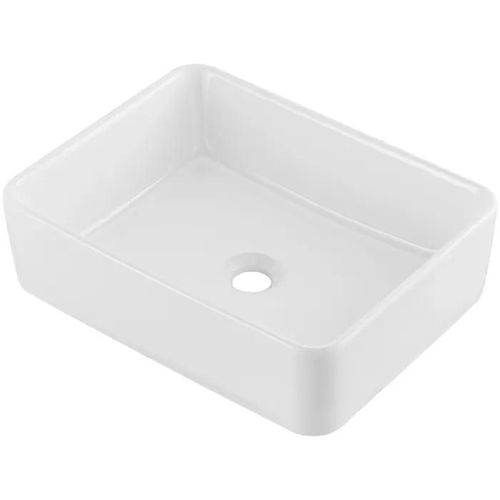 Lavabo Rectangulaire en Céramique Blanche-Duoku-19" x 14,7"-pour Comptoir de Salle de Bain-Style Moderne et Elégant-Bien Emballé
