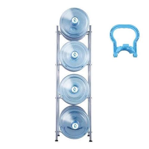 Support Pour Carafe-Duoku-4 Niveaux-Support Pour Bouteilles De 5 Gallons-Double Rangée Pour 4 Bouteilles-Pour Cuisine Salon-Argent