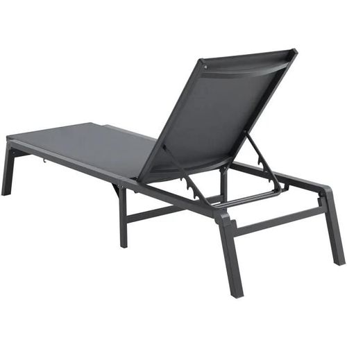 Chaise Longue D'extérieur En Aluminium-Duoku-Réglable 5 Positions-Pliante, Idéale Pour Patio, Plage, Jardin-Gris Foncé