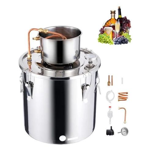 Distilateur à Simple Baril à Condensation 8 Gallons-Duoku-Distillateur d'eau-Alcool de 30 L-Argent, Prise Européenne 220 V