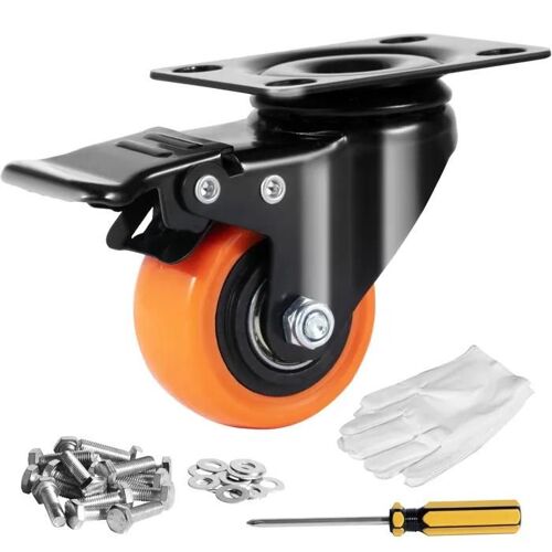 Roulettes Pivotantes - DUOKU - Lot de 4 - 2 Pouces - Double Verrouillage - Non Marquantes