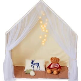 Tente De Jeu Pour Enfants-Duoku-Pour Les Enfants De 1 À 5 Ans-Avec Tapis Et Lampe, Fenêtres, Intérieur Et Extérieur, Beige