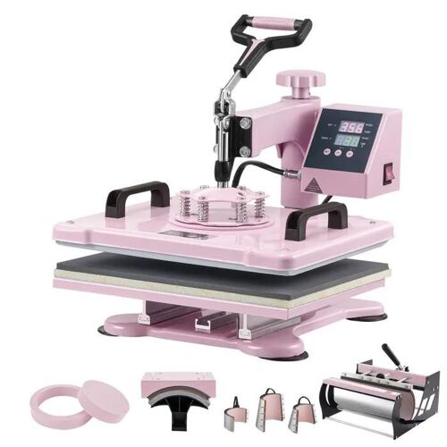 Presse à Chaud 8 en 1-Duoku-30 x 38 cm-Personnalisez vos Chemises et Plus Encore-Rose