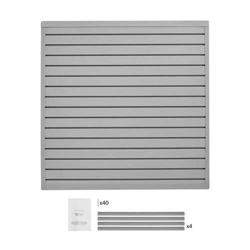 Panneau Mural à Lattes-Duoku-4 x 4 pi PVC pour Garage-Conception Modulaire, Panneau à Lattes Gris, Facile à Installer, Réglable